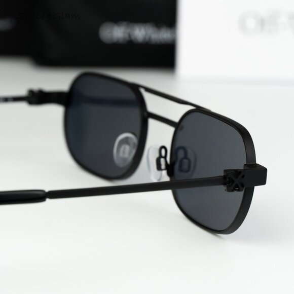 Off-White Men Sunglasses Black Grey Oval OERI123 VAIDEN 1007 NEW AUTHENTIС - Picture 5 of 11